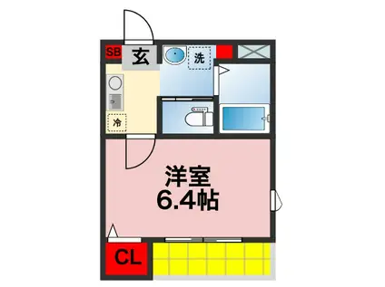 MELDIA東千葉(1K/1階)の間取り写真