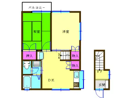 第15コーポ三京(2DK/2階)の間取り写真
