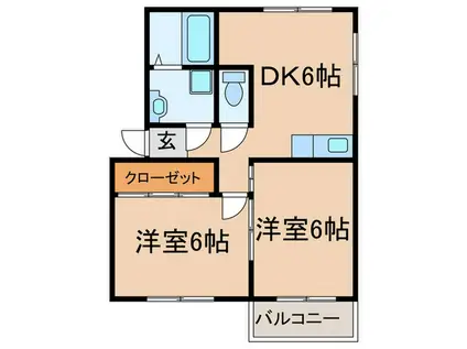 ダイバーシティ神戸長田B棟(2DK/4階)の間取り写真