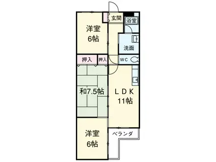 シャトーインTOKAI(3LDK/2階)の間取り写真