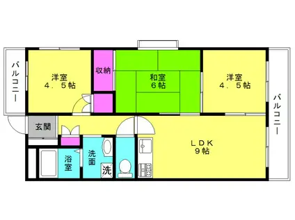 ゼニスコート(3LDK/2階)の間取り写真