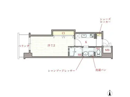 オリエンタル江坂(1K/7階)の間取り写真