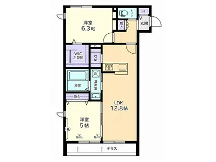 カーサ天王(2LDK/2階)の間取り写真
