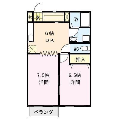ナチュレ(2DK/2階)の間取り写真