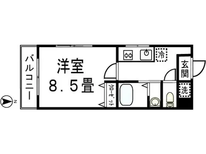 ウィッシュコート元木(1K/4階)の間取り写真