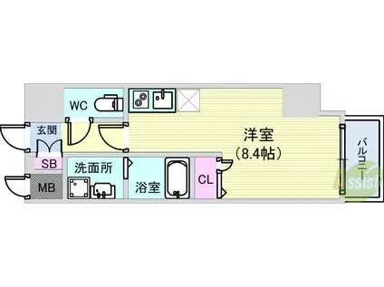 アクアラフォレ豊中(ワンルーム/10階)の間取り写真