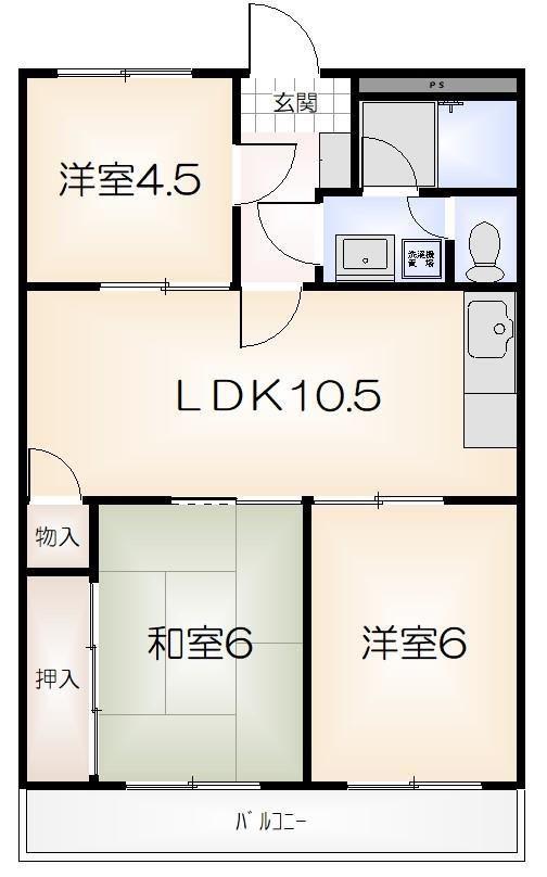 東洋ハイツ(3LDK/4階)の間取り写真
