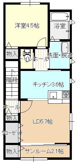 エストディオA(1LDK/1階)の間取り写真