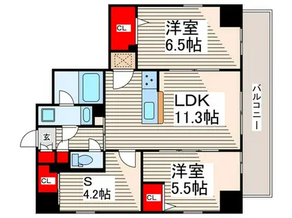 ALIVIS西葛西NORTE(2SLDK/4階)の間取り写真