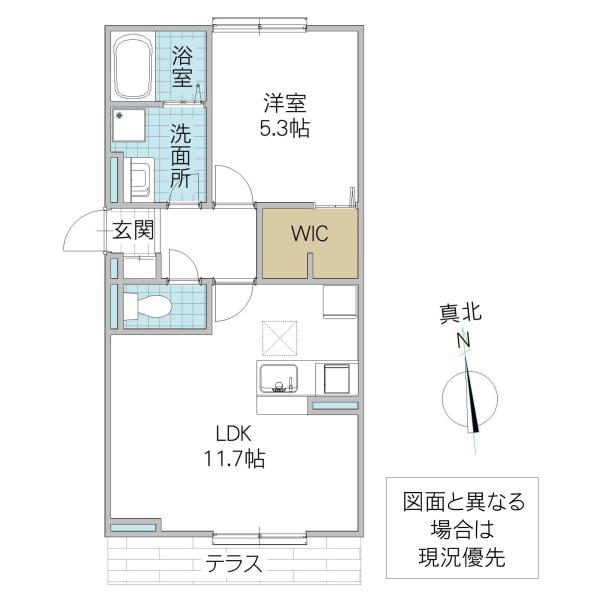 ル・サンティエ城南(1LDK/1階)の間取り写真