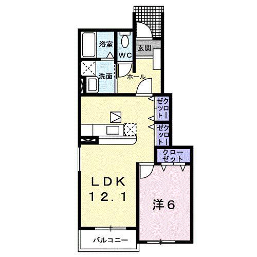ベル・アンジュ(1LDK/1階)の間取り写真
