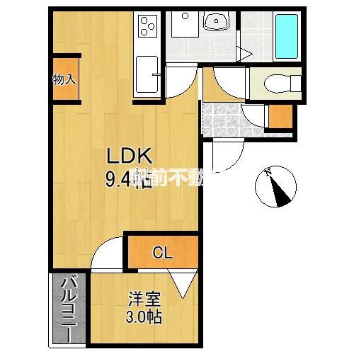 DELICA鳥栖(1LDK/1階)の間取り写真