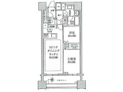 パークコート南麻布(2LDK/13階)の間取り写真