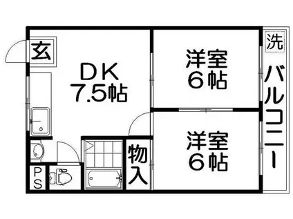 オスカー桜木(2DK/5階)の間取り写真