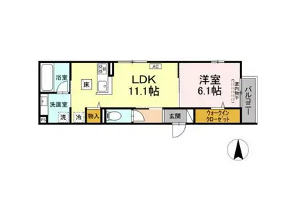 D-ROOMコサコ(1LDK/1階)の間取り写真
