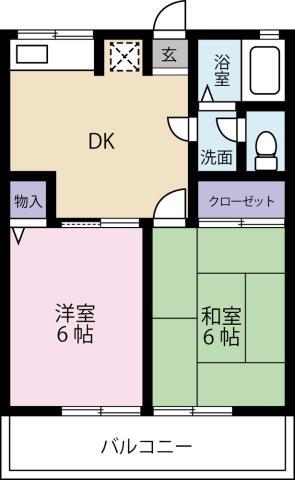 シティハイム東吉野(2DK/1階)の間取り写真