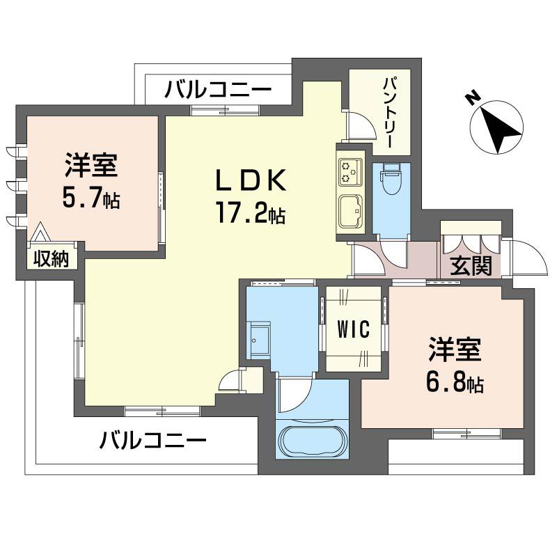 エクラージュSHM(2LDK/4階)の間取り写真