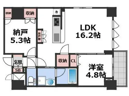 スプランディッド上本町ウエスト(1SLDK/10階)の間取り写真