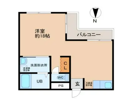 白国弘友ハイツ(ワンルーム/2階)の間取り写真