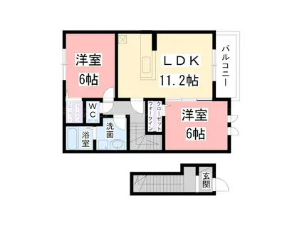 エアリー ガーデン(2LDK/2階)の間取り写真