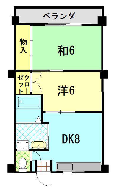 舞子坂ハイム(2DK/3階)の間取り写真