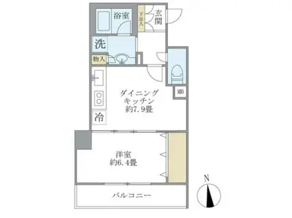 リエール若松町(1DK/2階)の間取り写真