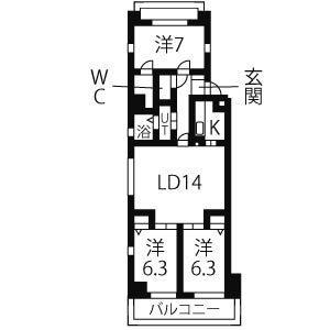 フェリーチェ勝川(3LDK/1階)の間取り写真