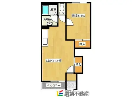 レジデンス響(1LDK/1階)の間取り写真