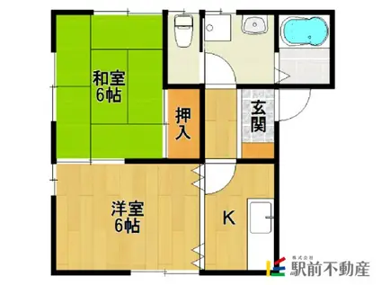 ハイツローゼ(2K/1階)の間取り写真