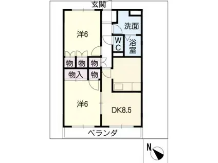 エスポワールM(2DK/1階)の間取り写真