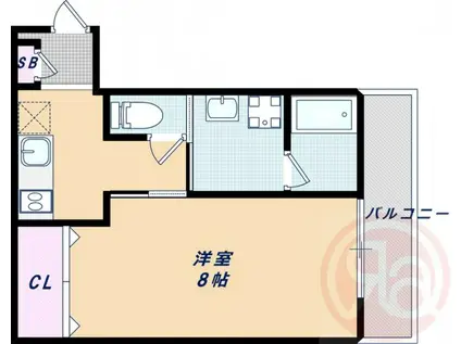 ロイヤルレジデンス万代東(1K/1階)の間取り写真