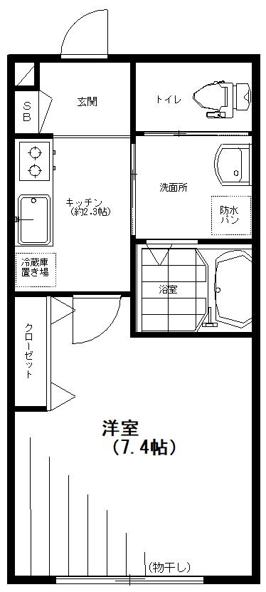 ソレイユ ラデュー(1K/2階)の間取り写真