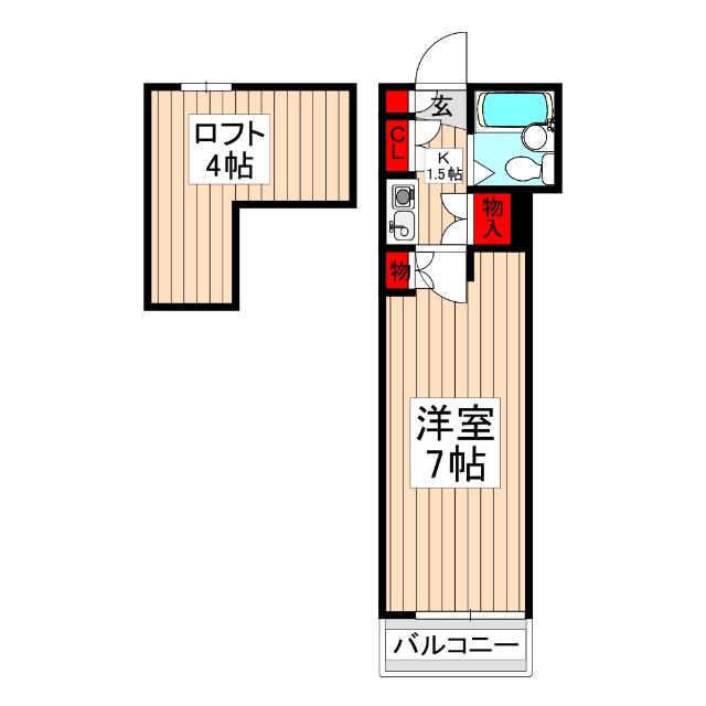 リベラル志木(1K/2階)の間取り写真