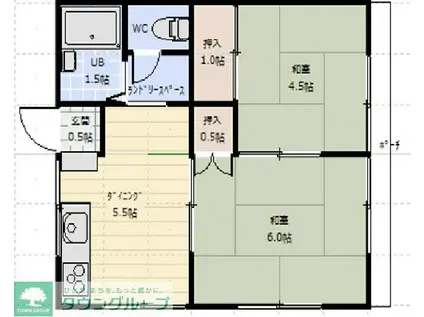 ハラックスII(2DK/2階)の間取り写真