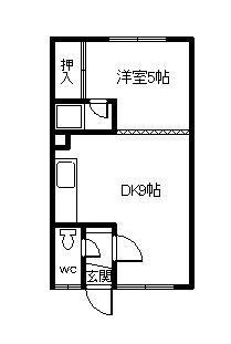 神楽岡マンション(1DK/1階)の間取り写真