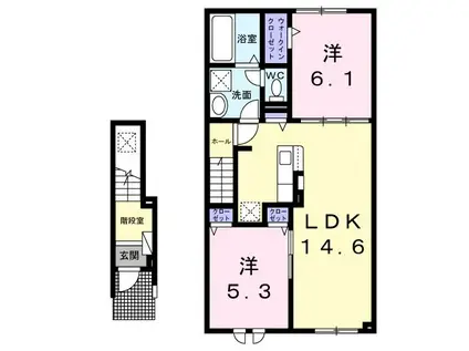 ティエラIII(2LDK/2階)の間取り写真