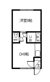 グリーンハイムV(1DK/2階)の間取り写真