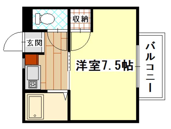 第7ガーデンビル(1K/1階)の間取り写真