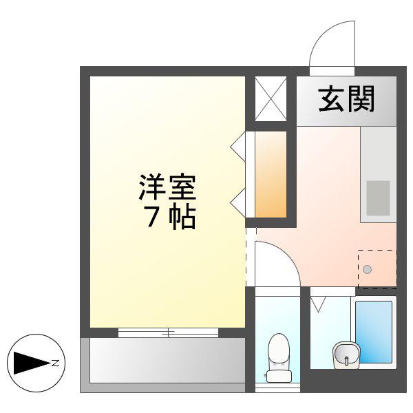 スカイハイツ(1K/2階)の間取り写真
