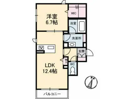 LAVITA(1LDK/2階)の間取り写真