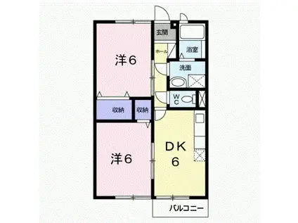 サンハイツ大川(2DK/2階)の間取り写真
