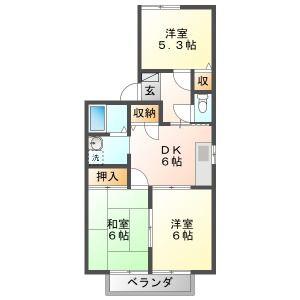 スターハイツB(3DK/2階)の間取り写真