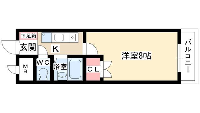 ジュネス藤原(1K/1階)の間取り写真