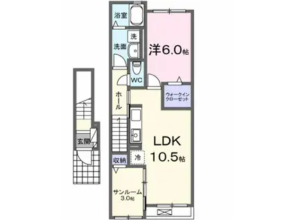 ハイム ウィステリア(1LDK/2階)の間取り写真