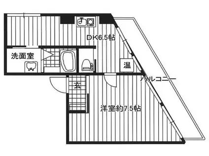 陸ビル(1DK/4階)の間取り写真