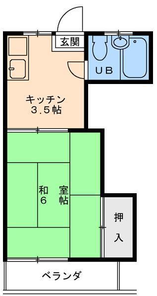 コーポ中島(1K/2階)の間取り写真