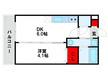 PRIMO(1DK/1階)の間取り写真