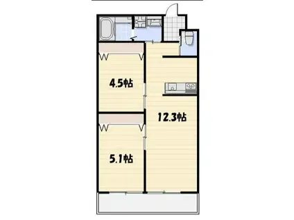 LYK都町C棟(2LDK/2階)の間取り写真