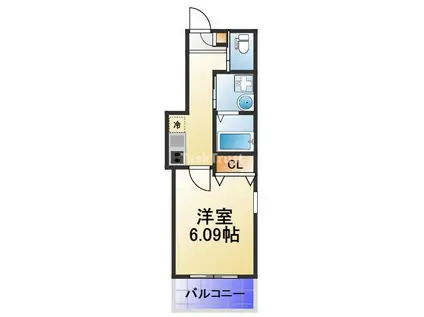 KTIレジデンス蒲生(1K/3階)の間取り写真