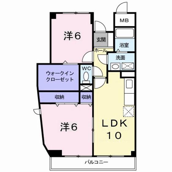 クレールコート(2LDK/2階)の間取り写真